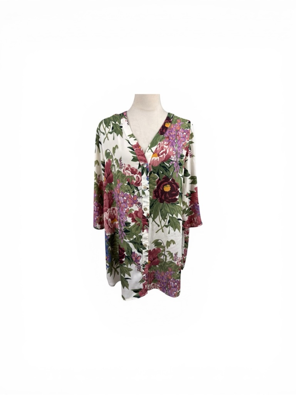 Show Me Your MuMu White Floral print Button-Front Tunic size small